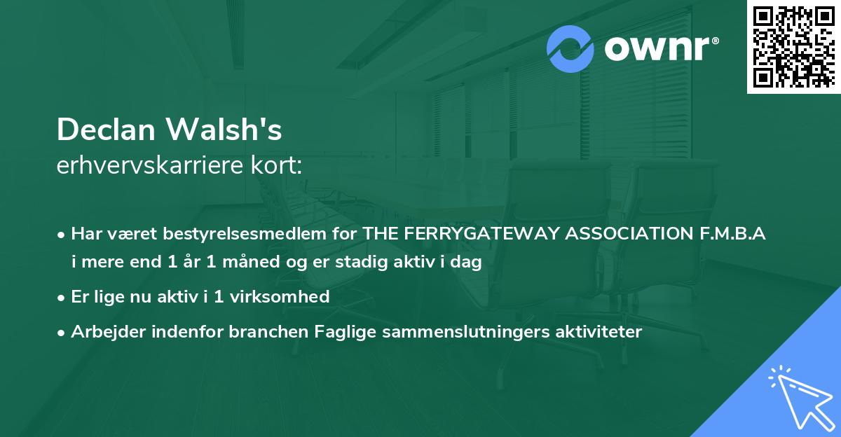 Declan Walsh's erhvervskarriere kort