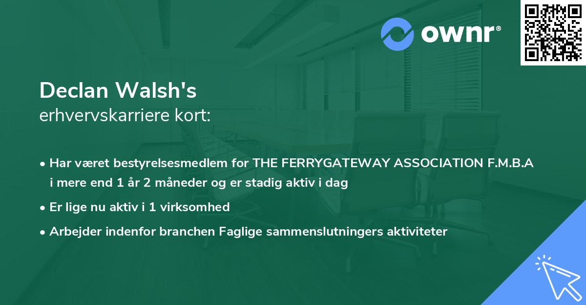 Declan Walsh's erhvervskarriere kort