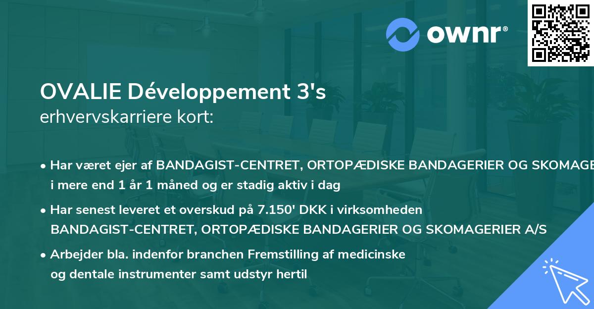 OVALIE Développement 3's erhvervskarriere kort