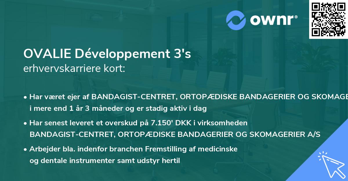 OVALIE Développement 3's erhvervskarriere kort