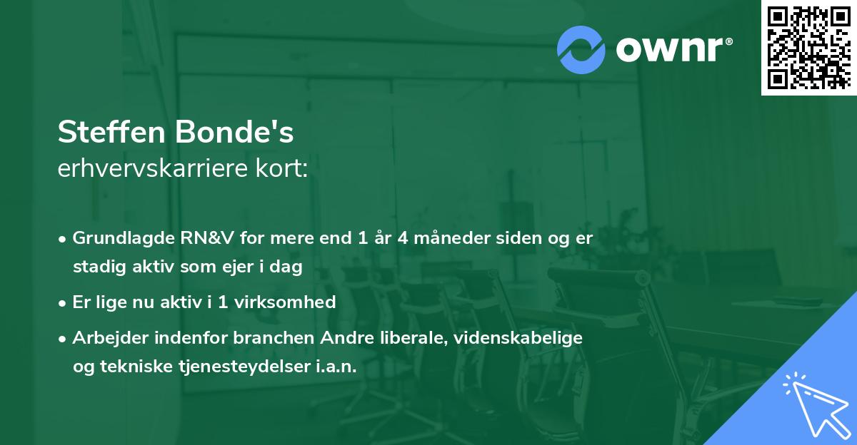 Steffen Bonde's erhvervskarriere kort