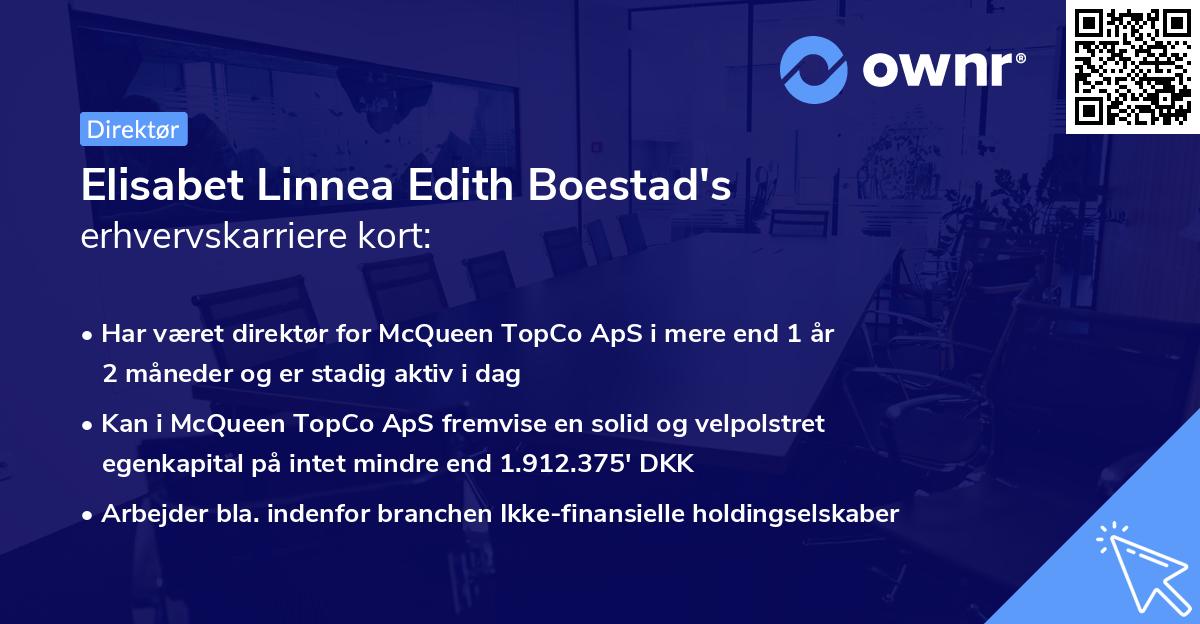 Elisabet Linnea Edith Boestad's erhvervskarriere kort