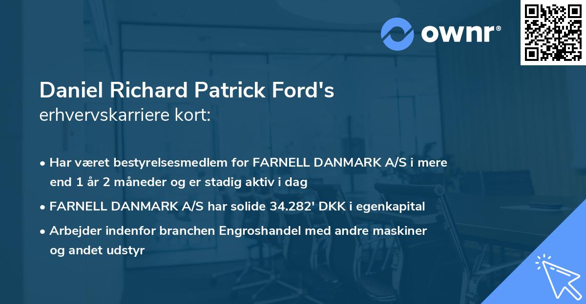Daniel Richard Patrick Ford's erhvervskarriere kort