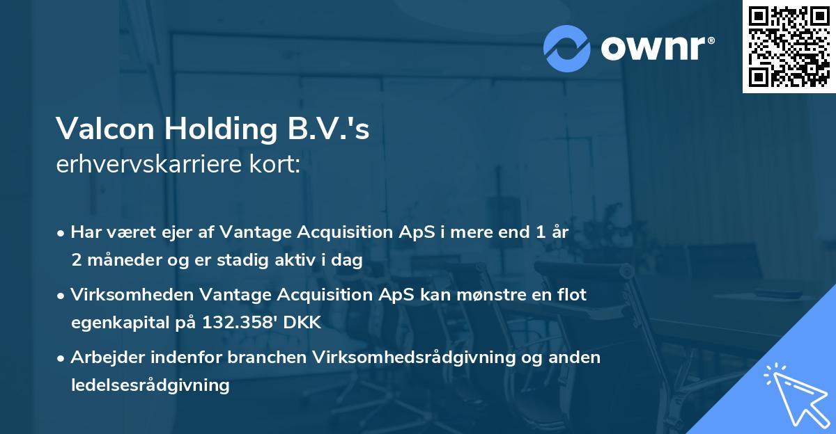 Valcon Holding B.V.'s erhvervskarriere kort