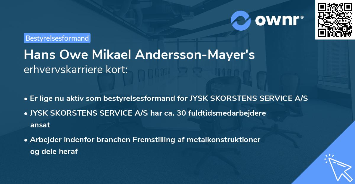 Hans Owe Mikael Andersson-Mayer's erhvervskarriere kort