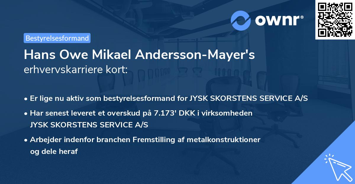 Hans Owe Mikael Andersson-Mayer's erhvervskarriere kort
