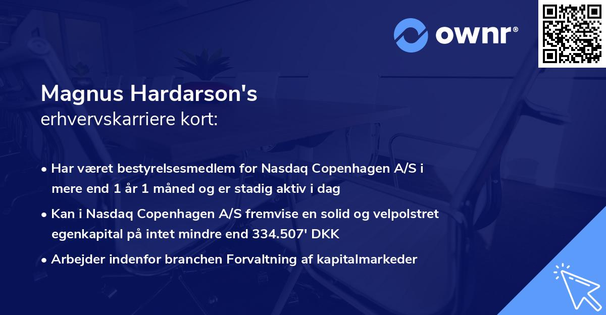 Magnus Hardarson's erhvervskarriere kort