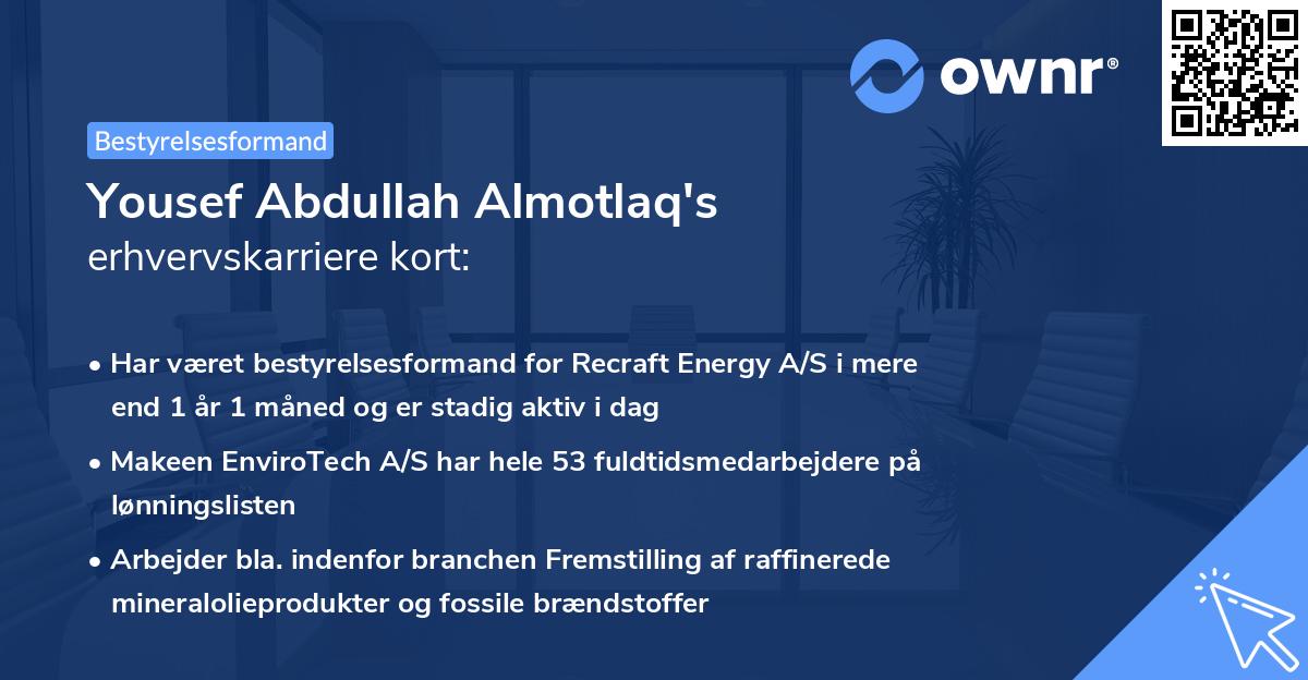 Yousef Abdullah Almotlaq's erhvervskarriere kort