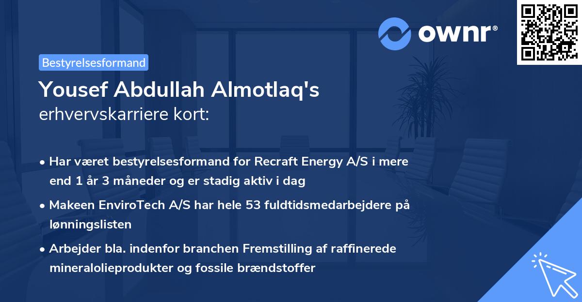 Yousef Abdullah Almotlaq's erhvervskarriere kort