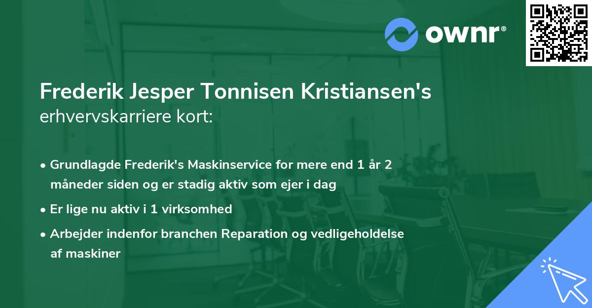 Frederik Jesper Tonnisen Kristiansen's erhvervskarriere kort