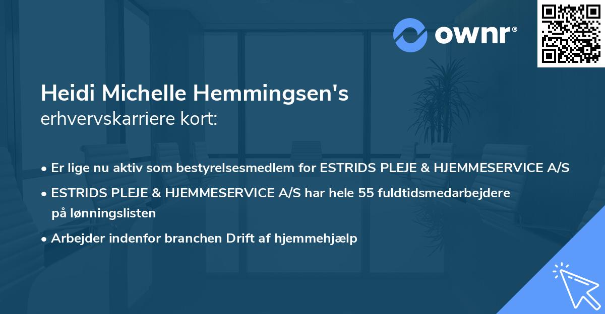 Heidi Michelle Hemmingsen's erhvervskarriere kort