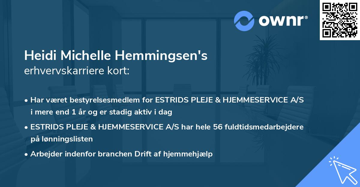 Heidi Michelle Hemmingsen's erhvervskarriere kort