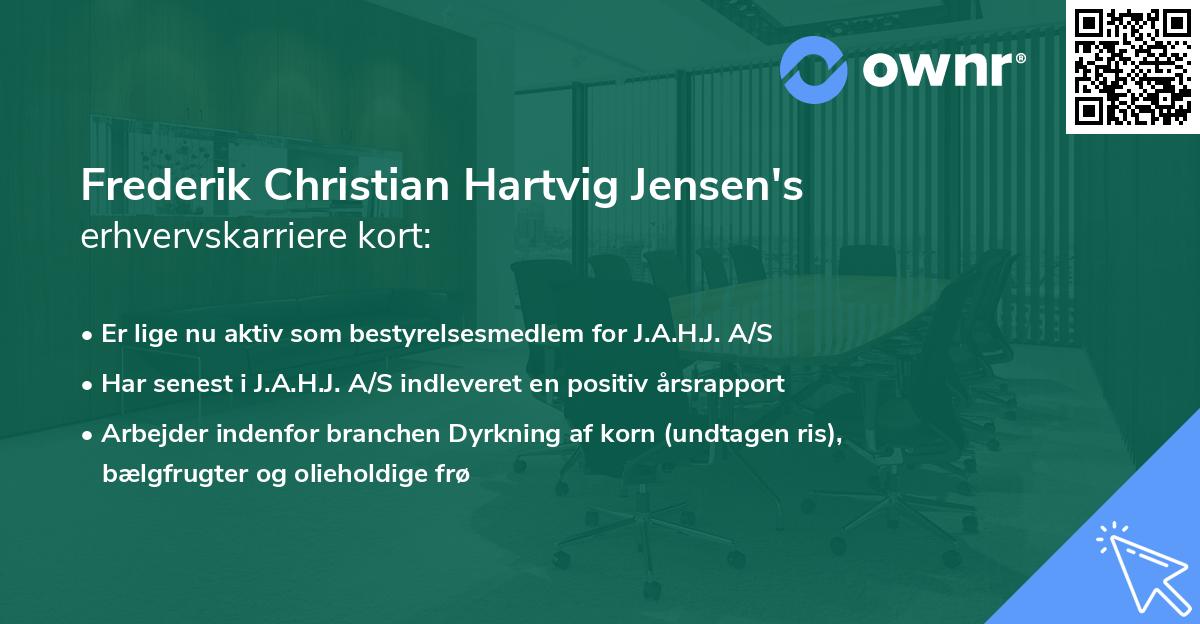 Frederik Christian Hartvig Jensen's erhvervskarriere kort
