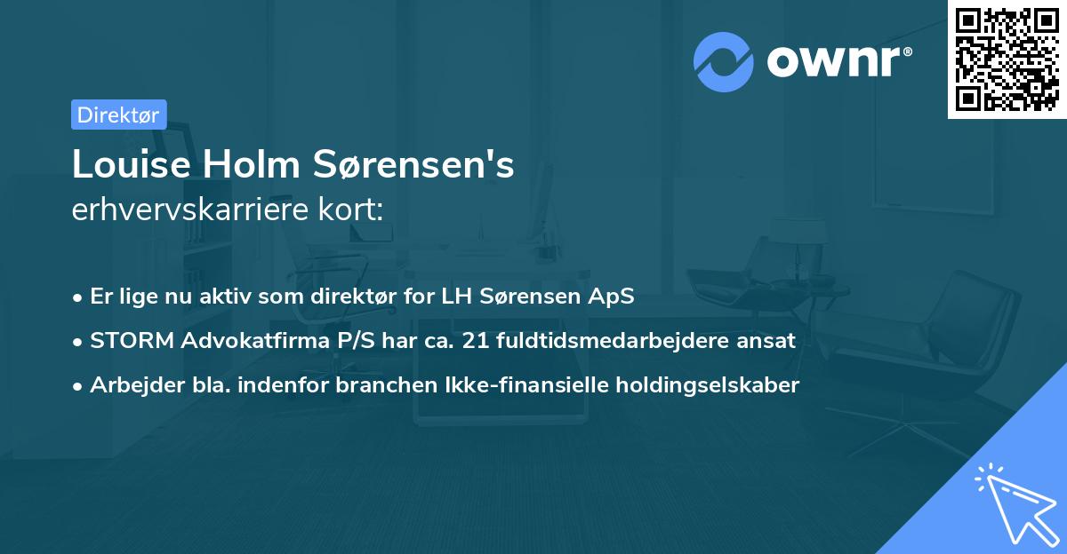 Louise Holm Sørensen's erhvervskarriere kort