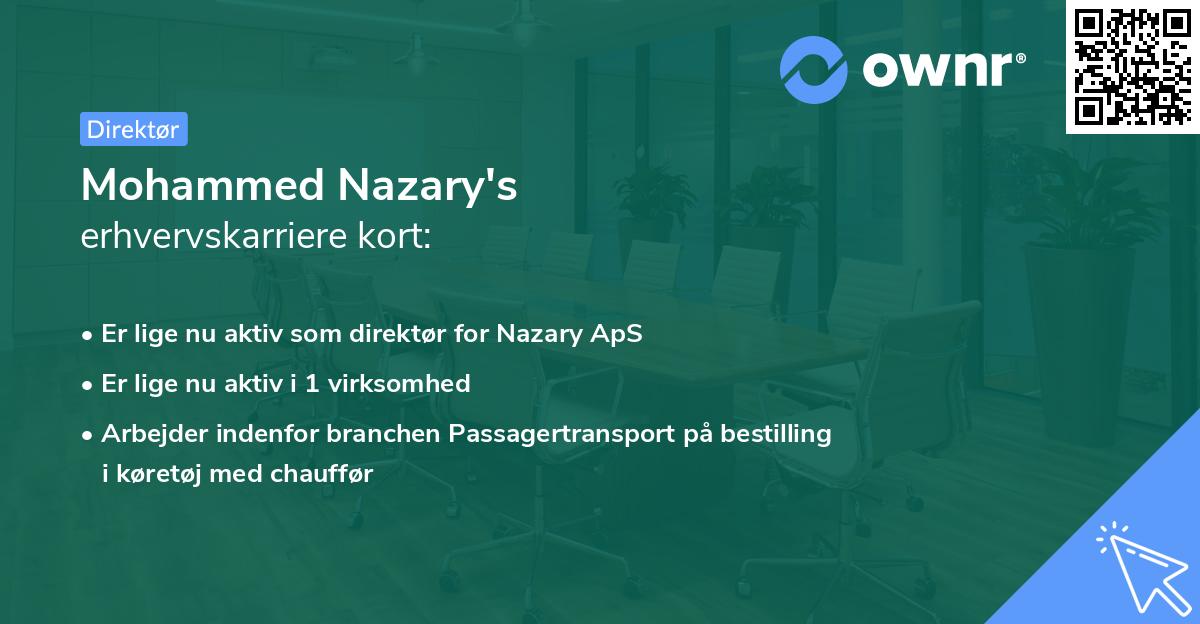 Mohammed Nazary's erhvervskarriere kort