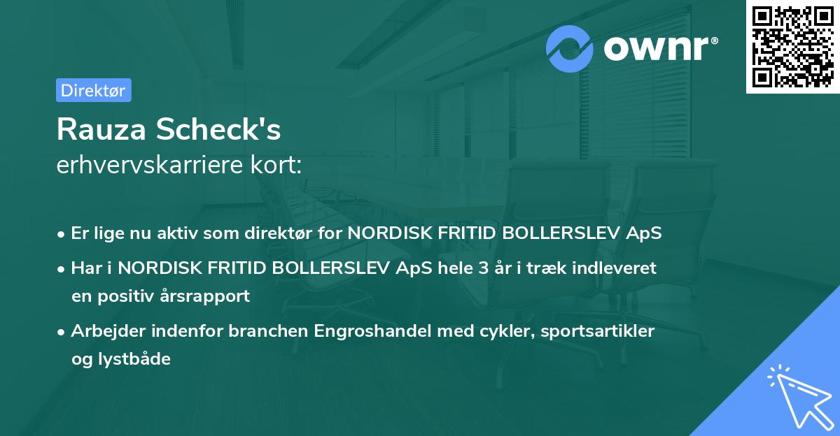 Rauza Scheck's erhvervskarriere kort