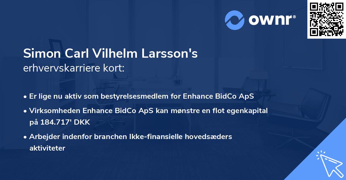 Simon Carl Vilhelm Larsson's erhvervskarriere kort