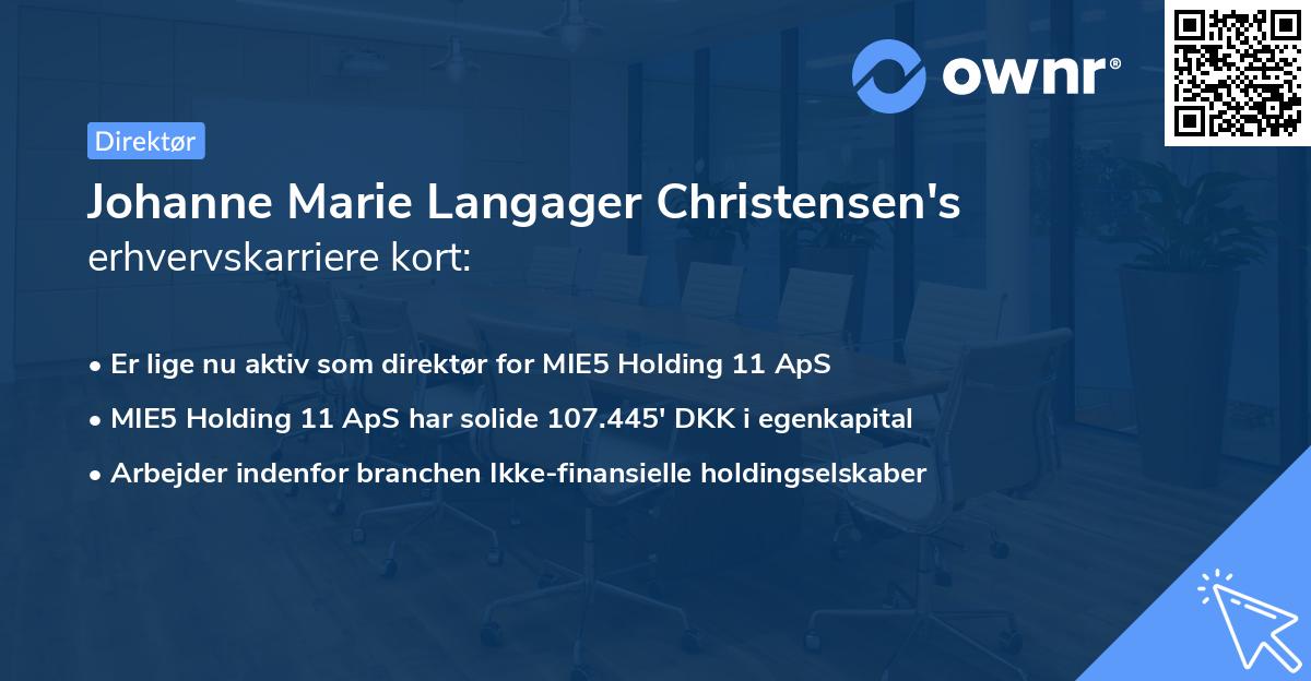 Johanne Marie Langager Christensen's erhvervskarriere kort