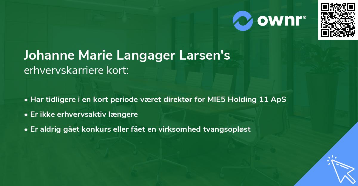 Johanne Marie Langager Larsen's erhvervskarriere kort