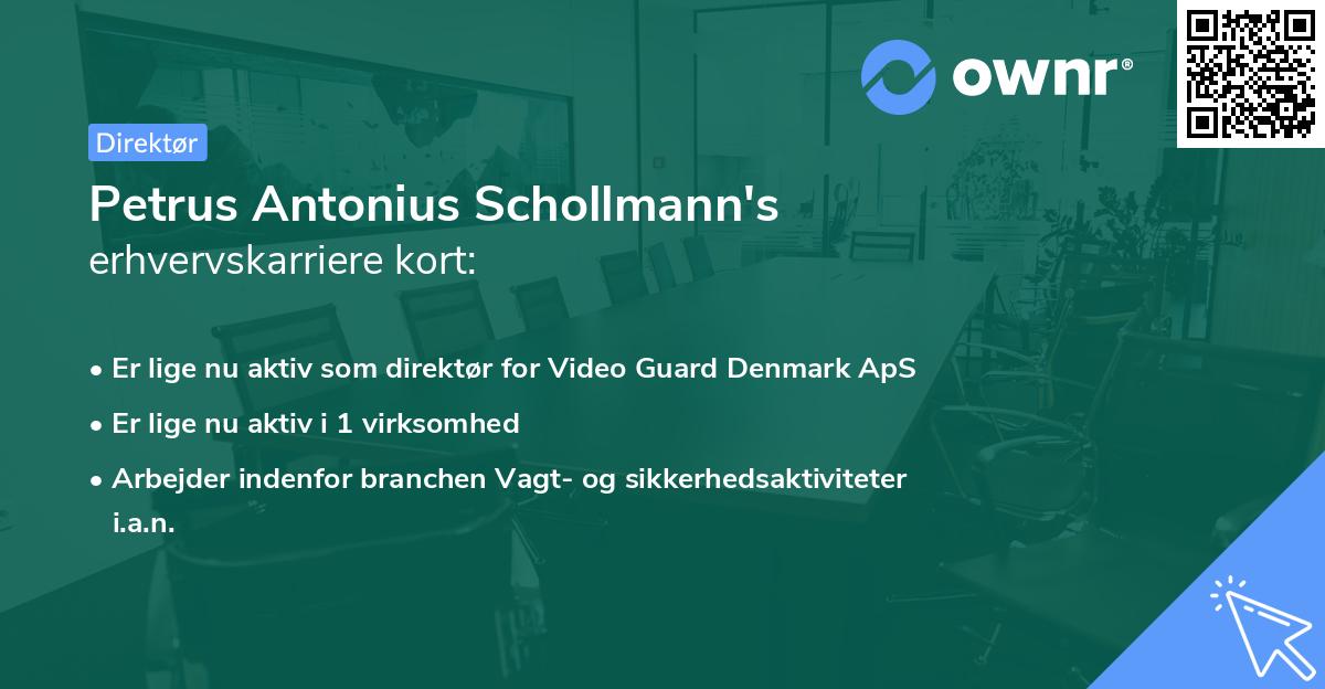 Petrus Antonius Schollmann's erhvervskarriere kort