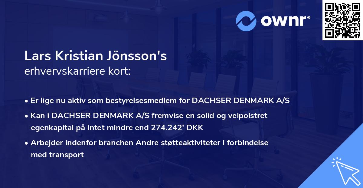 Lars Kristian Jönsson's erhvervskarriere kort