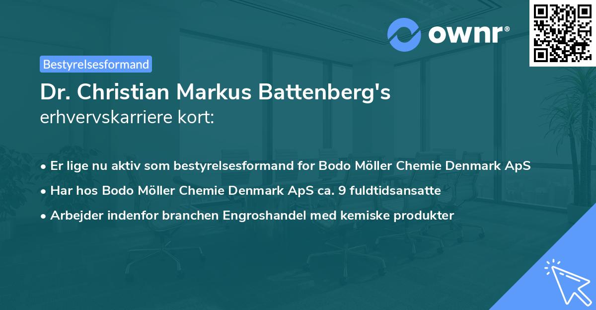 Dr. Christian Markus Battenberg's erhvervskarriere kort