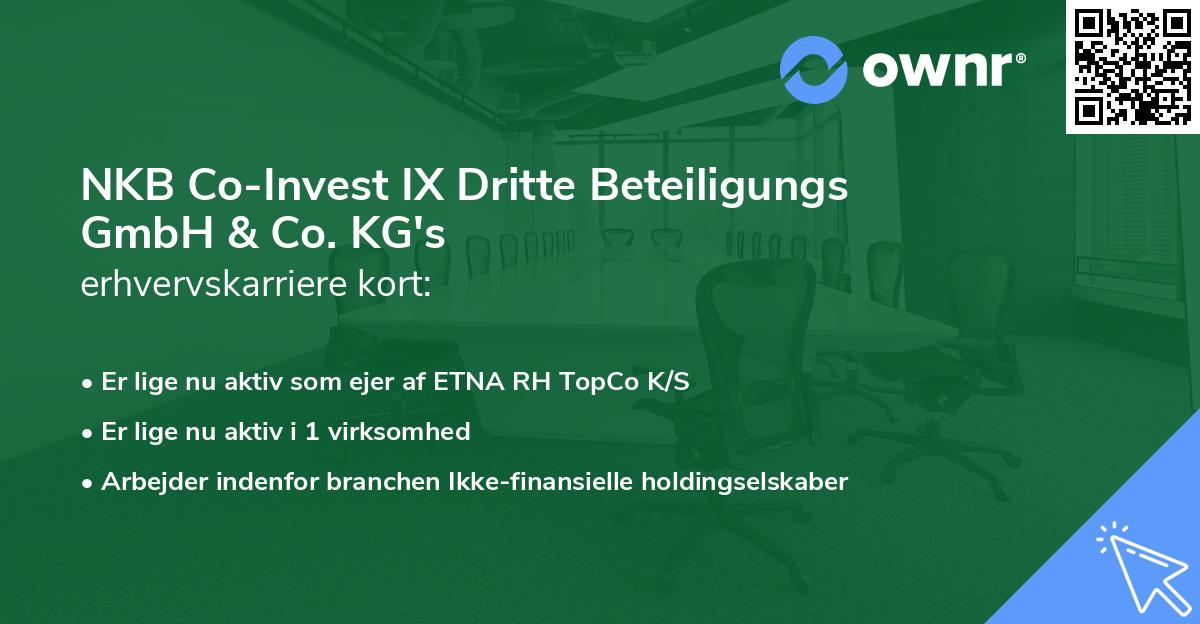 NKB Co-Invest IX Dritte Beteiligungs GmbH & Co. KG's erhvervskarriere kort
