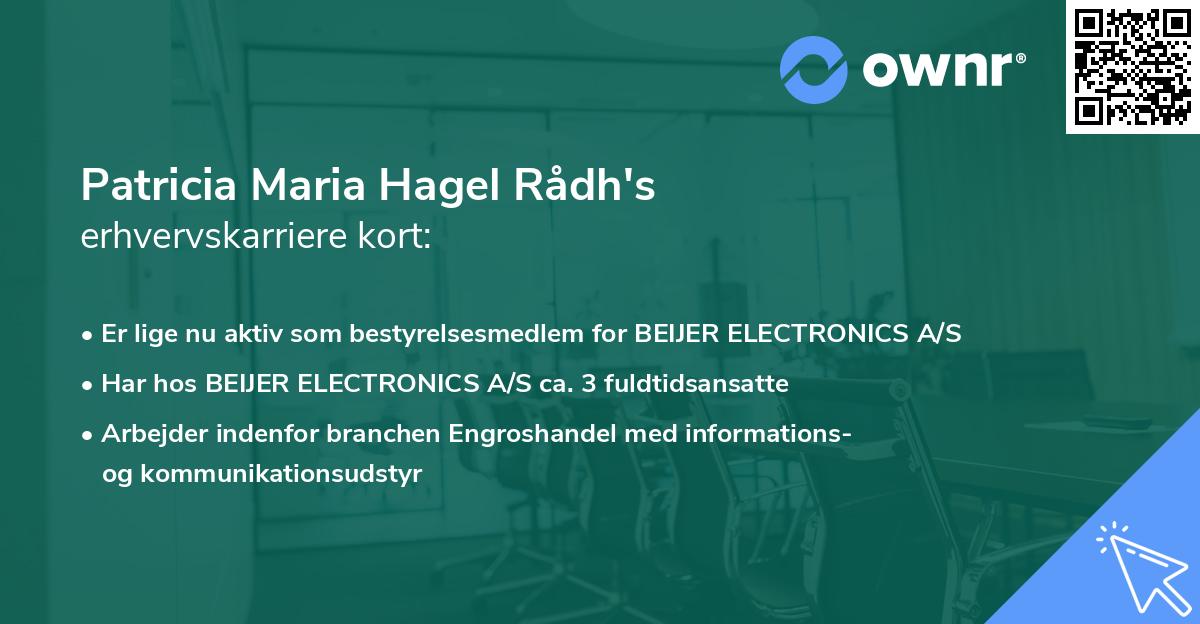 Patricia Maria Hagel Rådh's erhvervskarriere kort