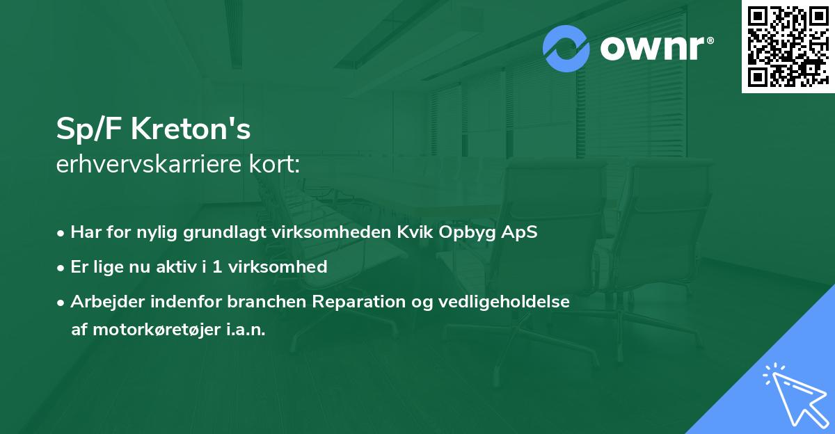 Sp/F Kreton's erhvervskarriere kort