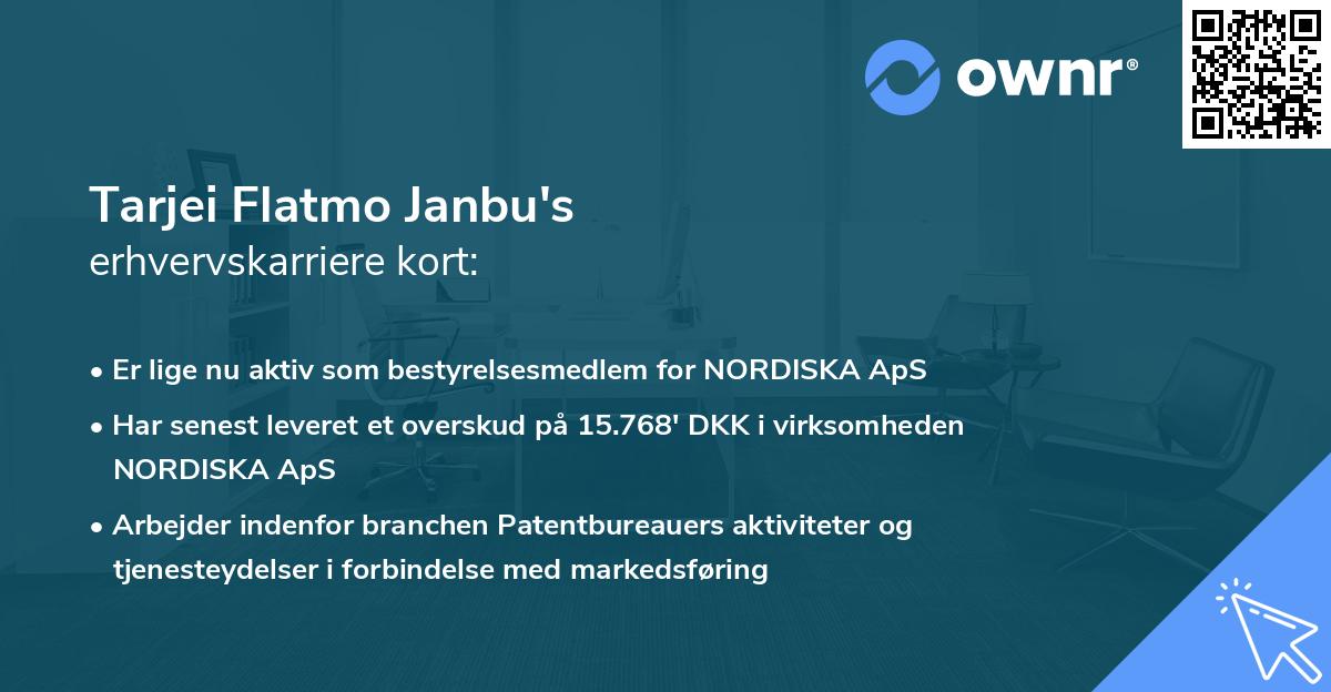 Tarjei Flatmo Janbu's erhvervskarriere kort