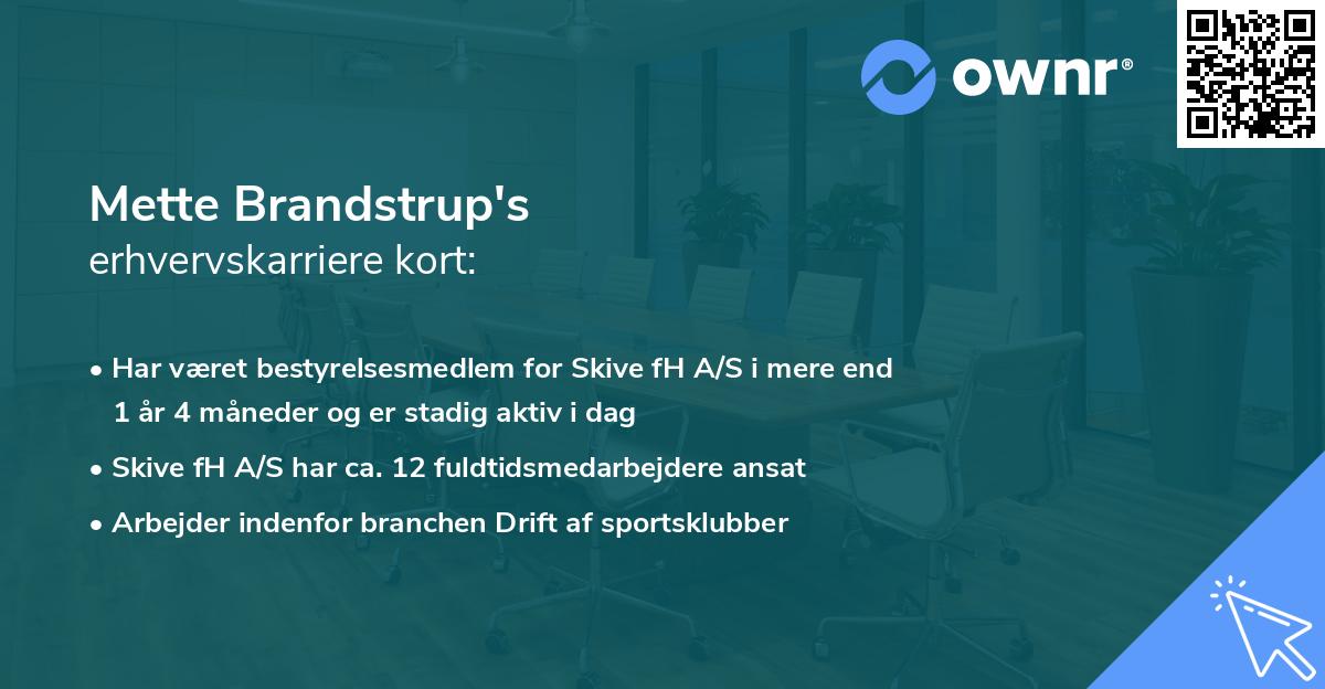 Mette Brandstrup's erhvervskarriere kort