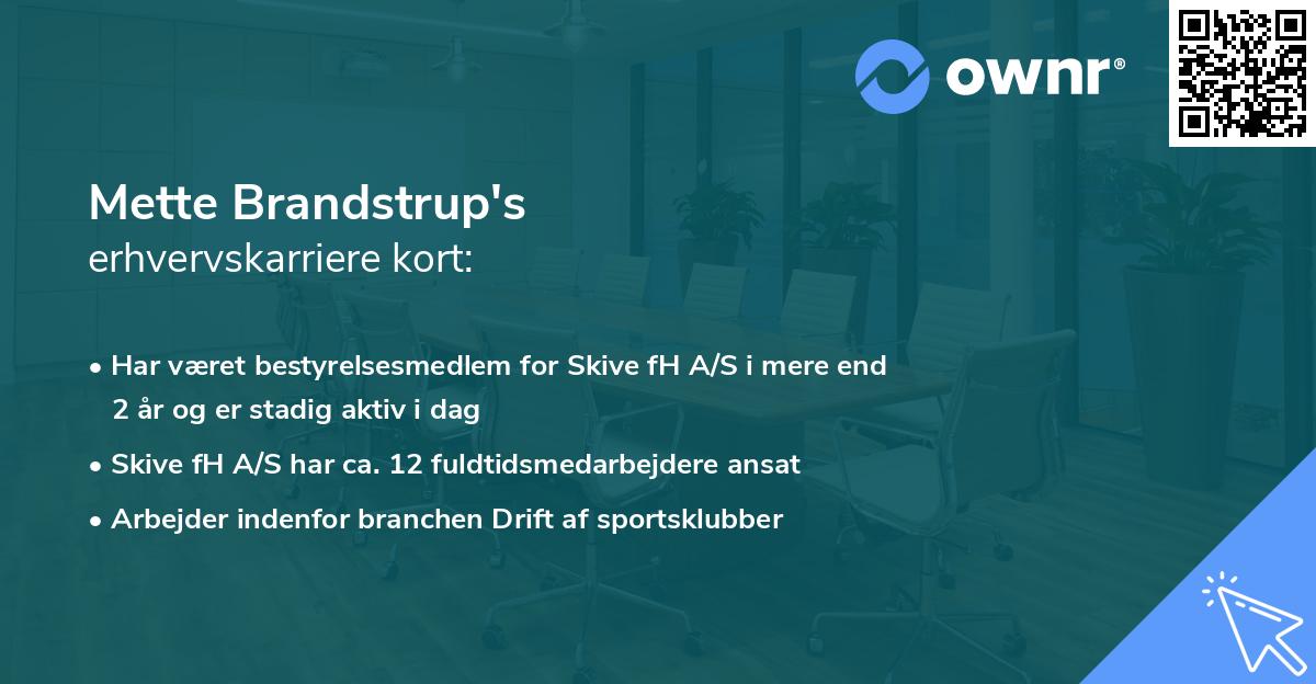 Mette Brandstrup's erhvervskarriere kort