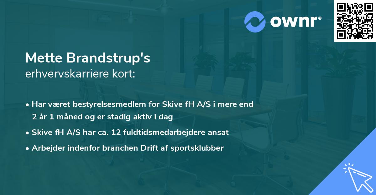 Mette Brandstrup's erhvervskarriere kort