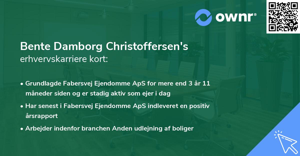 Bente Damborg Christoffersen's erhvervskarriere kort