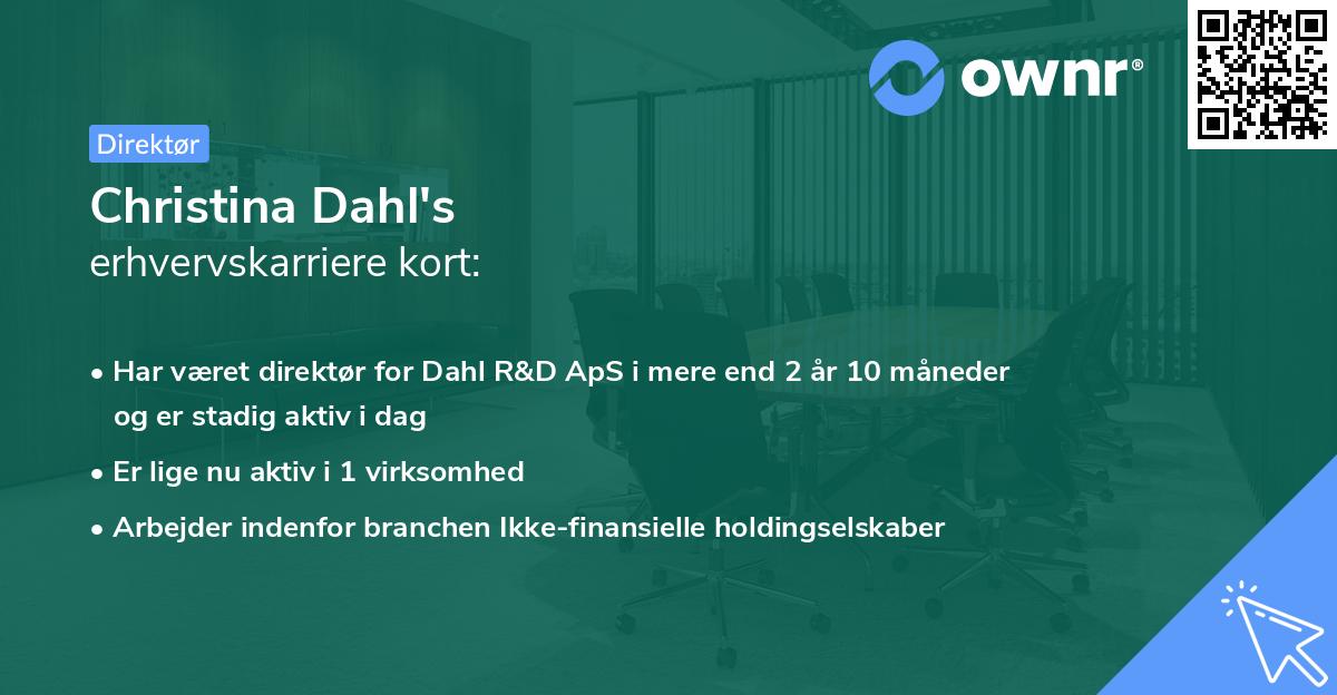 Christina Dahl's erhvervskarriere kort