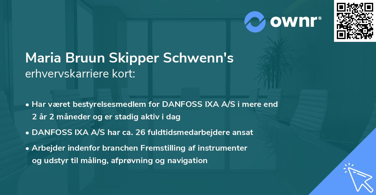 Maria Bruun Skipper Schwenn's erhvervskarriere kort