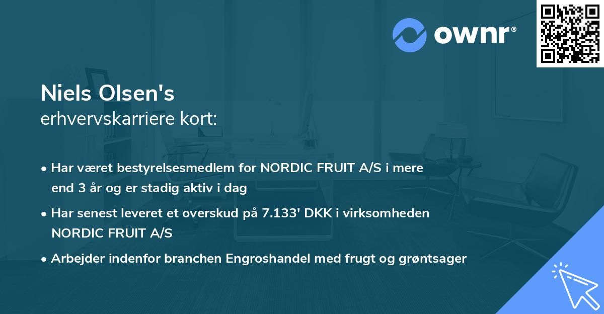 Niels Olsen's erhvervskarriere kort
