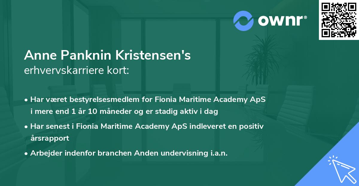 Anne Panknin Kristensen's erhvervskarriere kort