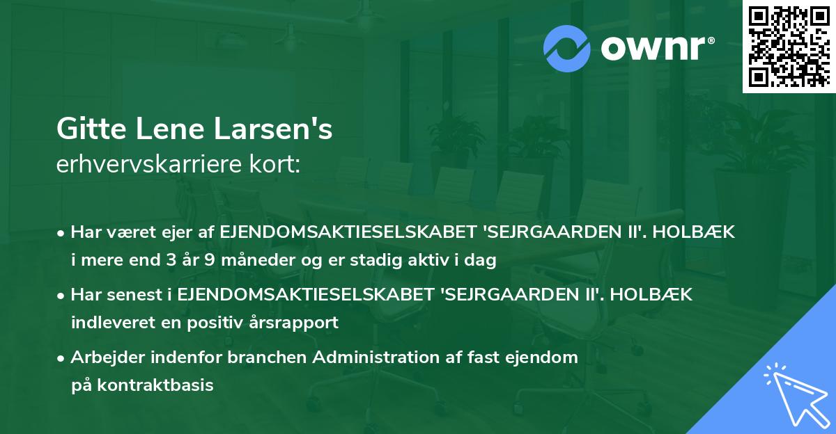 Gitte Lene Larsen's erhvervskarriere kort