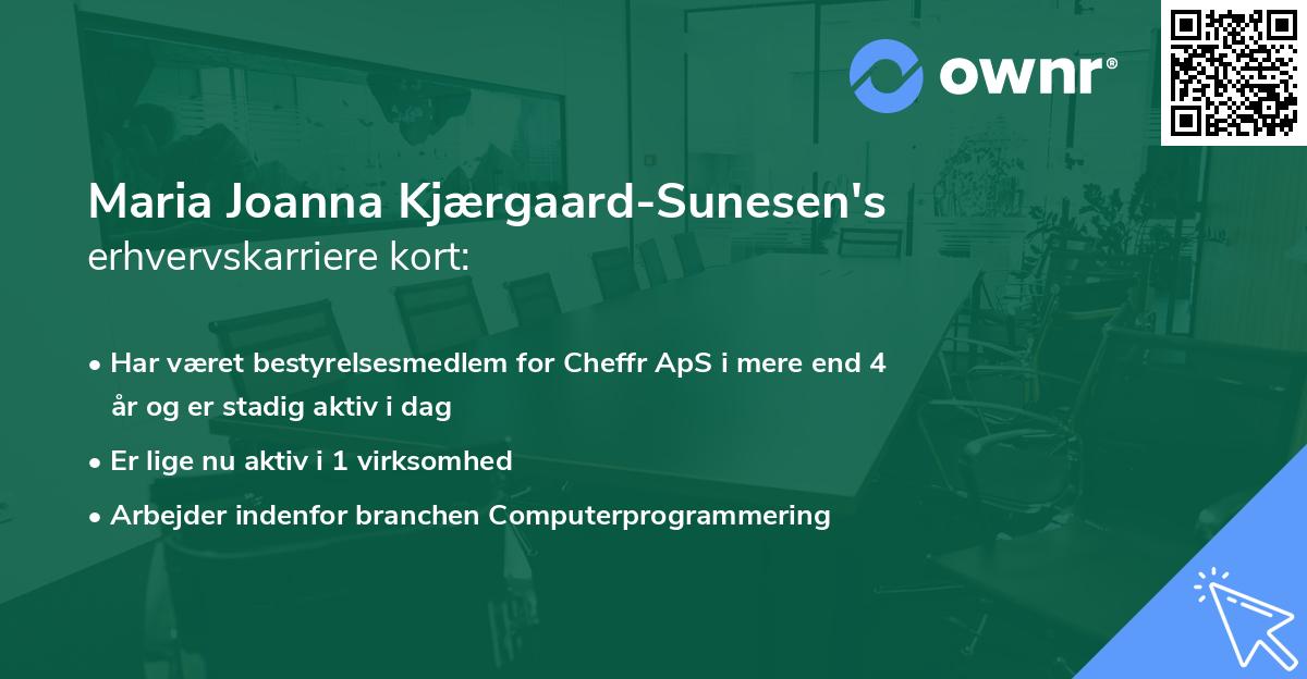 Maria Joanna Kjærgaard-Sunesen's erhvervskarriere kort