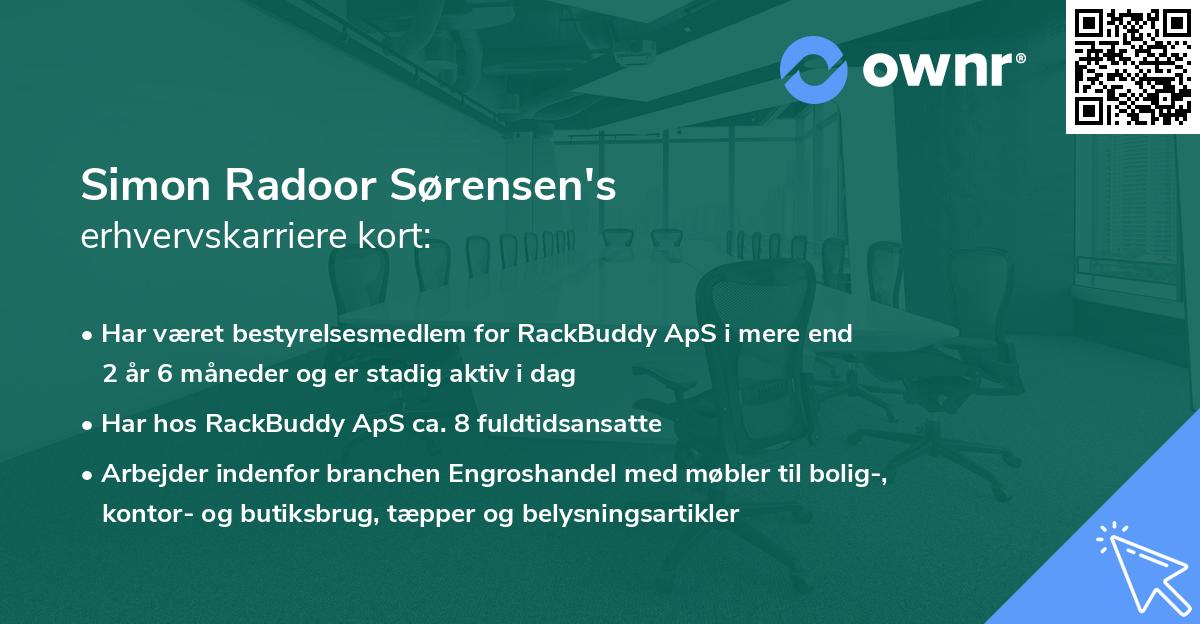 Simon Radoor Sørensen's erhvervskarriere kort