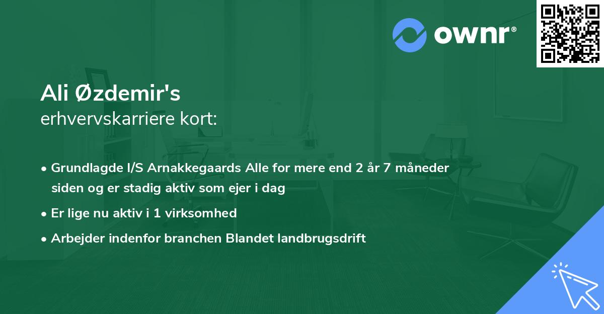 Ali Øzdemir's erhvervskarriere kort