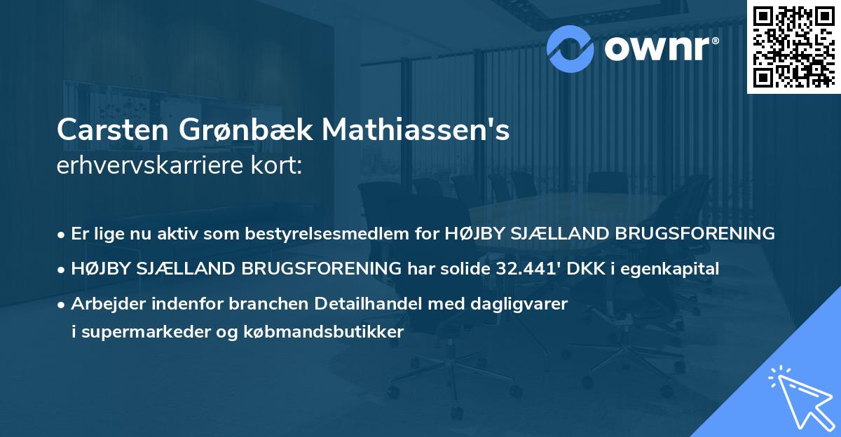 Carsten Grønbæk Mathiassen's erhvervskarriere kort