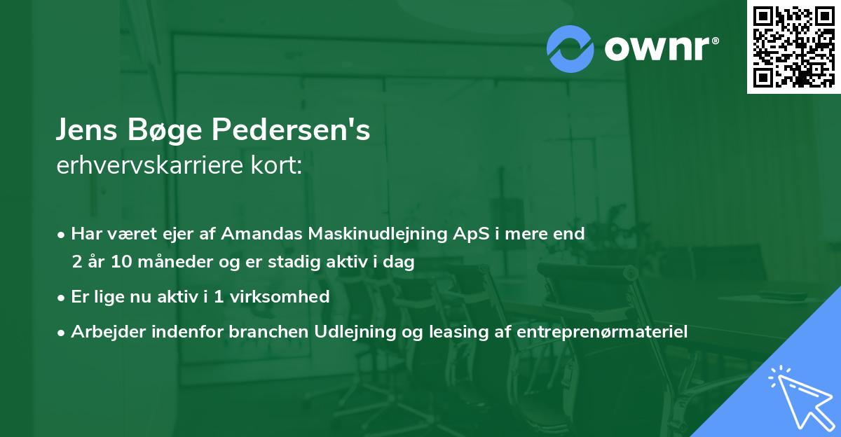 Jens Bøge Pedersen's erhvervskarriere kort