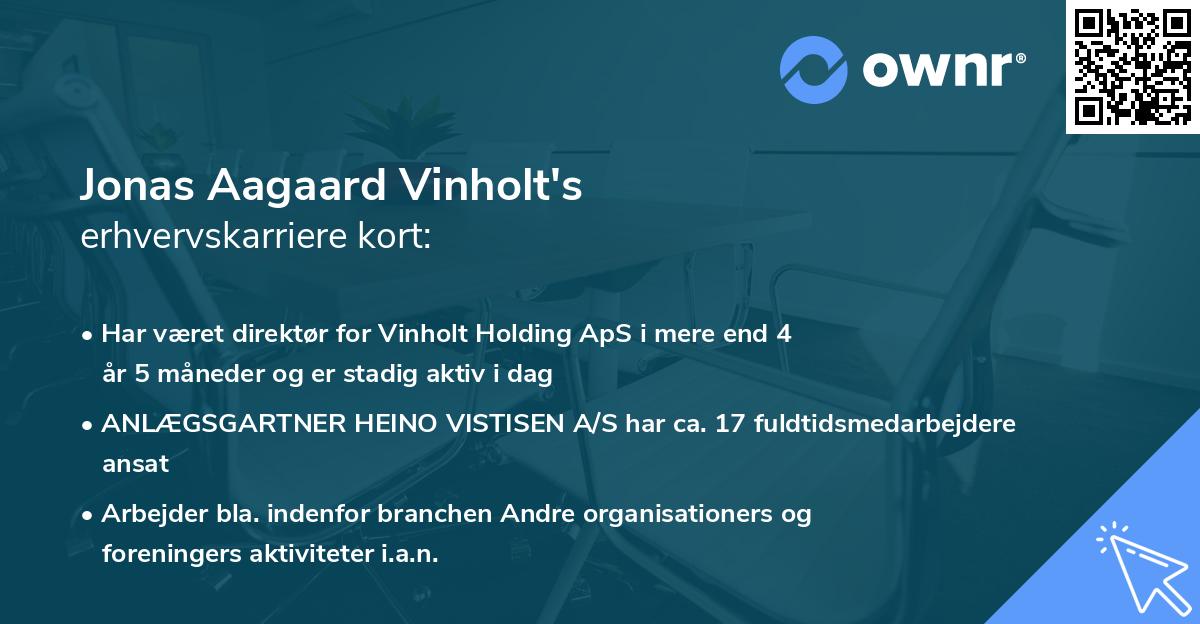 Jonas Aagaard Vinholt's erhvervskarriere kort