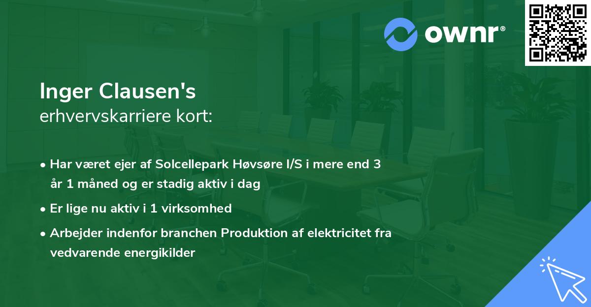 Inger Clausen's erhvervskarriere kort