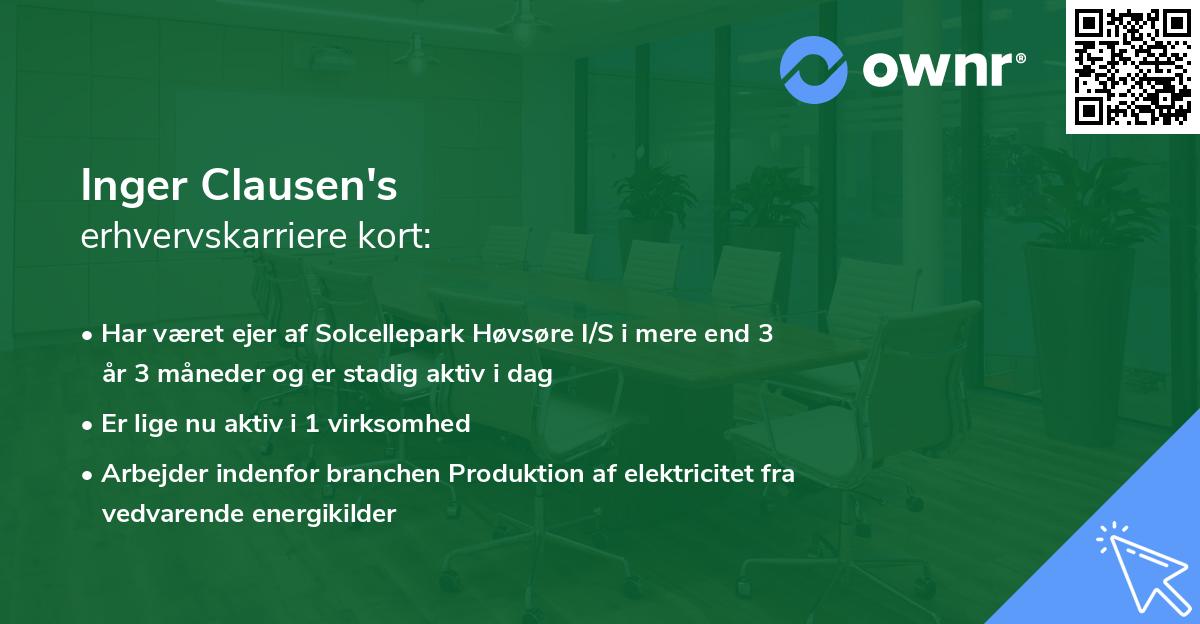 Inger Clausen's erhvervskarriere kort