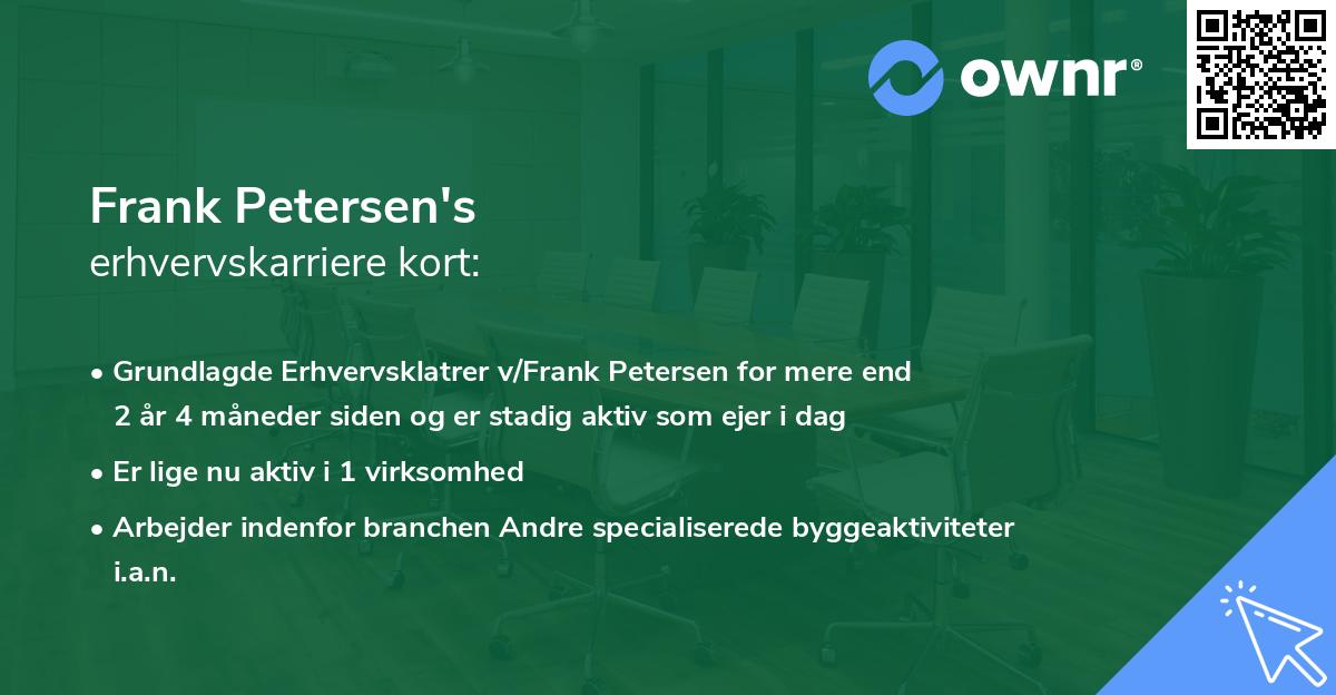 Frank Petersen's erhvervskarriere kort