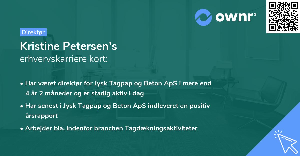 Kristine Petersen's erhvervskarriere kort