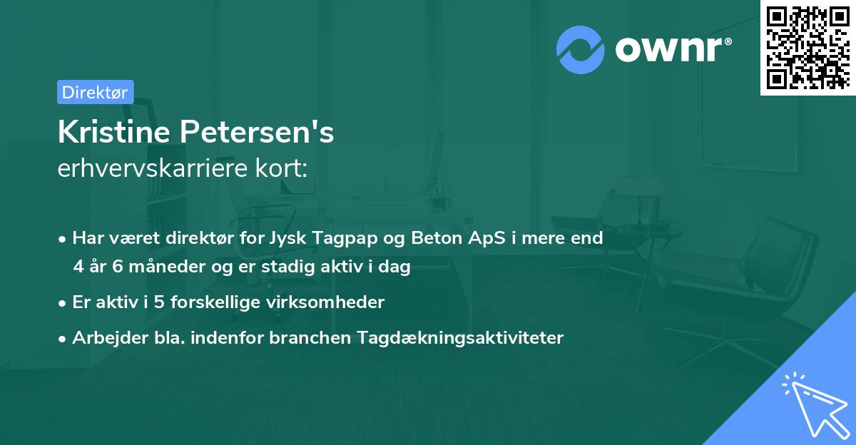 Kristine Petersen's erhvervskarriere kort